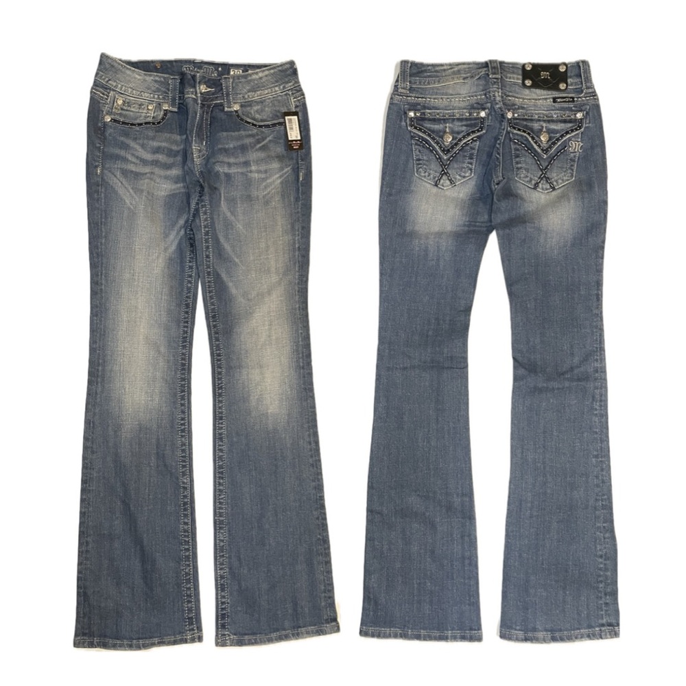 Miss Me Faded Bootcut Jeans Size 30 with Embellished Back
